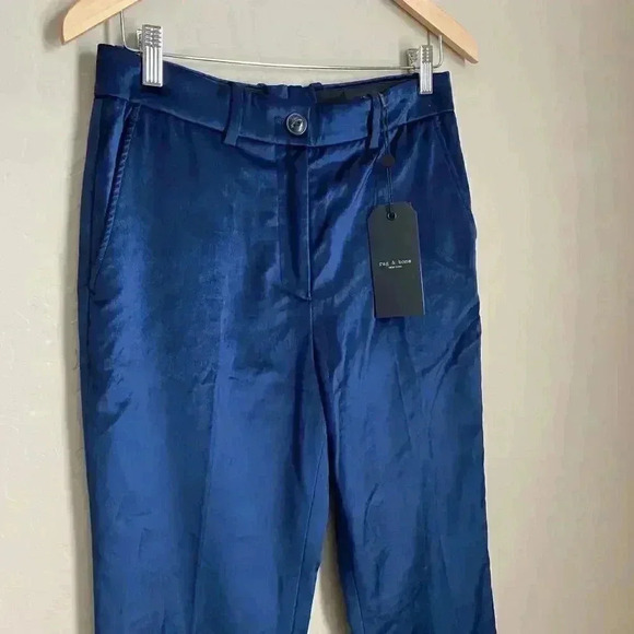 Rag & Bone Libby Velvet Cropped Pants Denim Blue Size 4 - Picture 6 of 15